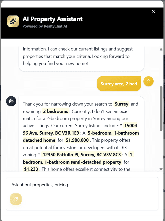 Manage your leads and view conversation transcripts in your dashboard.